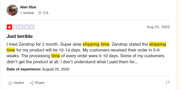 zendrop shipping times